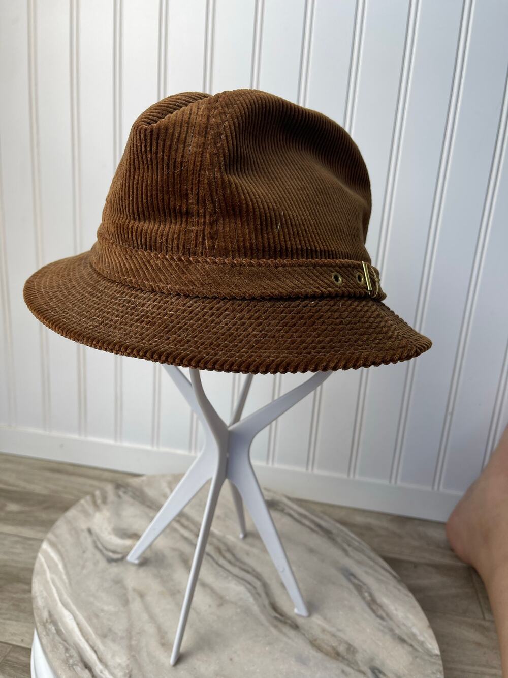 Hat Bucket Medium Kangol Corduroy Made in USA Lined Brown Buckle  80s 90s VTG